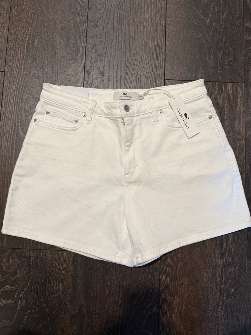 Vineyard Vines Darcy White Denim Mid-Rise Shorts